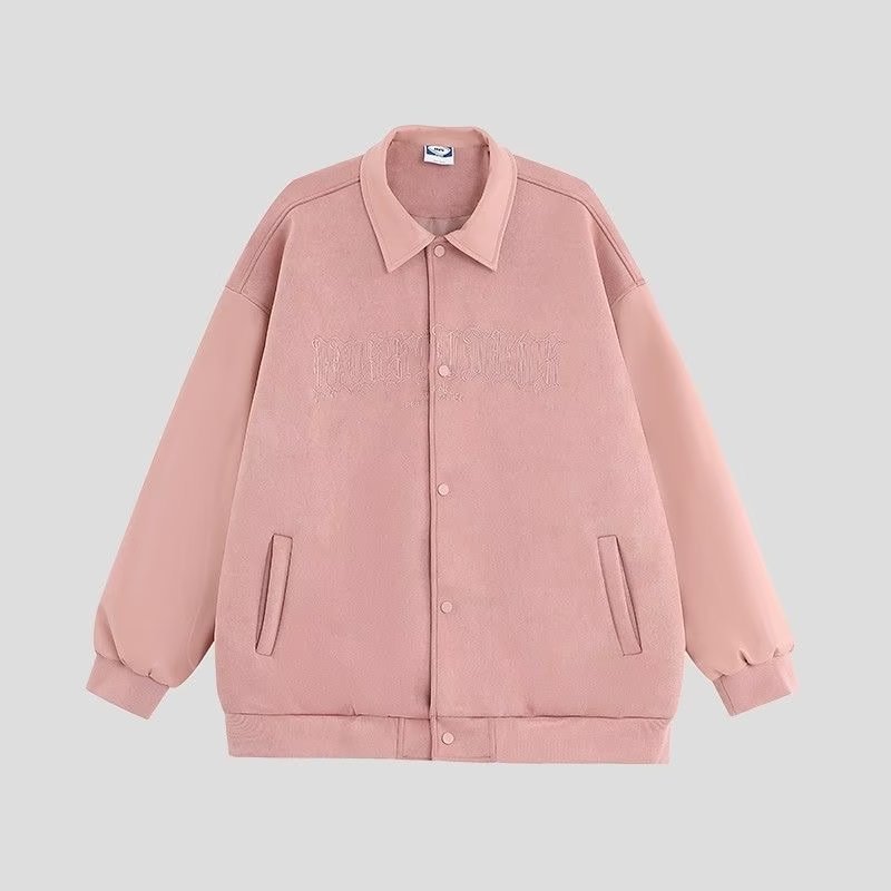 Printed Suede Baseball Jacket For Men Hip Hop Fashion Design Loose Couple Coat For Women