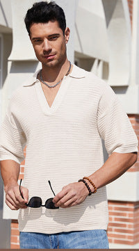 European And American Knitted Solid Color Loose Men