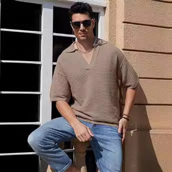 European And American Knitted Solid Color Loose Men