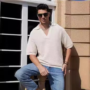 European And American Knitted Solid Color Loose Men