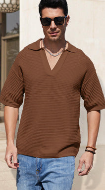 European And American Knitted Solid Color Loose Men