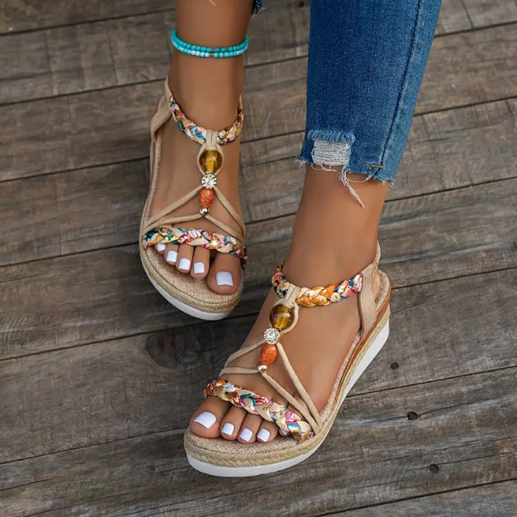 Fashion Platform Women's Hemp Rope Woven Sandals