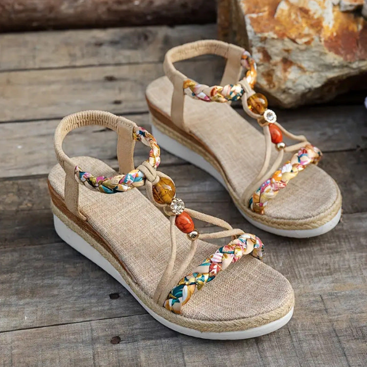 Fashion Platform Women's Hemp Rope Woven Sandals