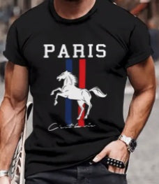 Men's Solid Color Printed Short-sleeved T-shirt