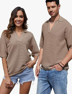 European And American Knitted Solid Color Loose Men